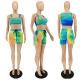 Casual Printed Tank Top And Shorts 2 Piece Sets NLAF-6071