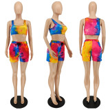 Casual Printed Tank Top And Shorts 2 Piece Sets NLAF-6071
