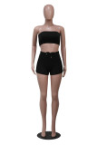 Fashion Casual Solid Color Wrapped Chest Shorts Two Piece Sets YS-8809