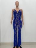 Sexy Lace See Through Ruffled Flared Jumpsuit XYKF-9286