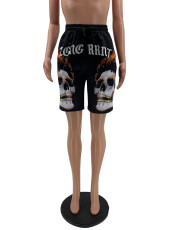 Plus Size Skull Print Pocket Casual Shorts QSF-51007