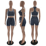 Printed Casual Sports Vest Shorts Two Piece Sets MOF-6631
