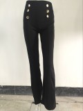 Solid Double Breasted High Waist Pants SH-2006-0