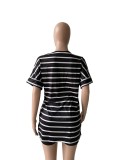 Casual Striped T Shirt And Shorts 2 Piece Sets WUM-2526