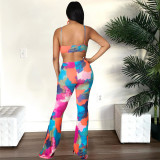 Sexy Printed Hollow Out Flared Jumpsuit YNSF-16802