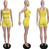 Solid Sports Tank Top And Shorts 2 Piece Sets MIL-245