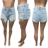 Fashion Tassel Splice Denim Shorts (Only Shorts)  ME-S857