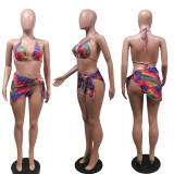 Sexy Printed Bikini Three Piece Set YUEM-1616