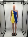 Sexy Contrast Color Sleeveless Zipper Mini Dress MYP-8977