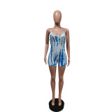 Fashion Backless Tie-dye Print Rompers YUEM-1617