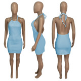 Solid Color Sexy Halter Mini Dress ME-S870