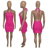 Solid Color Sexy Halter Mini Dress ME-S870