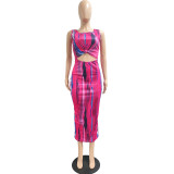 Tie Dye Print Sleeveless Midi Dress JPF-1047