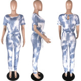 Fashion Casual Tie-dye Print Jumpsuit WAF-7061