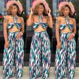 Fashion Sexy Print Wrapped Chest And Pants Two Piece Sets LSL-6150