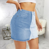 Plus Size Color Spliced Bodycon Mini Skirt HSF-2557