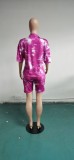 Plus Size Tie Dye Print Two Piece Shorts Set WAF-77209