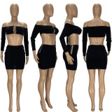 Sexy Long Sleeve Off Shoulder Mini Skirt 2 Piece Sets LDS-3282