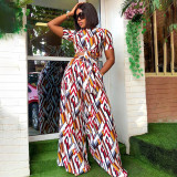 Fashion Casual Print Short Sleeve And Pants Two Piece Sets WPF-8002