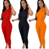 Sexy Solid Sleeveless Hollow Jumpsuit MIL-250