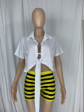 Plus Size Tie-Up Top+Striped Shorts 2 Piece Sets CL-6110
