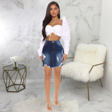 Fashion Sexy Frayed Denim Skirt HSF2030-1