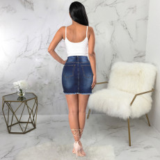 Fashion Sexy Frayed Denim Skirt HSF2030-1