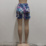 Fashion Sexy Ripped Tie-dye Denim Shorts HSF-2428