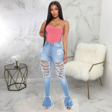 Plus Size Fashion All-match Ripped Micro Flared Jeans HSF-2277-6