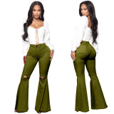 Plus Size Fashion All-match Ripped Denim Flared Pants HSF-2024-1