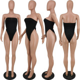 Sexy Strapless Bodysuit+Mesh Strap Jumpsuit 2 Piece Sets ANNF-6083