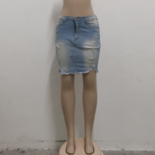 Denim Ripped Bodycon Mini Skirt HSF-2419