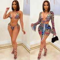 Plus Size Sexy Printed Bikinis 4 Piece Sets BLI-2382