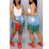 Plus Size Fashion Tassel Denim Shorts HSF-2095-2