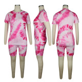 Plus Size Printed T Shirt Shorts Two Piece Suit TE-4031