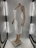 Plus Size Solid Sleeveless Bodycon Midi Dress LP-6298