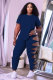 Plus Size Solid T Shirt Hollow Pants 2 Piece Sets MTY-6553