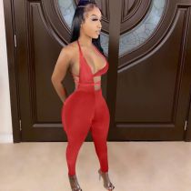 Sexy Solid Hollow Out Tight Jumpsuit YN-88806