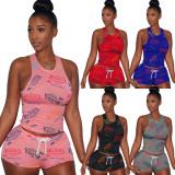 Letter Print Tank Top And Shorts 2 Piece Suits TE-4206