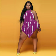 Plus Size Printed One Piece Culottes Mini Dress YIDF-1326