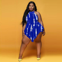 Plus Size Printed One Piece Culottes Mini Dress YIDF-1326