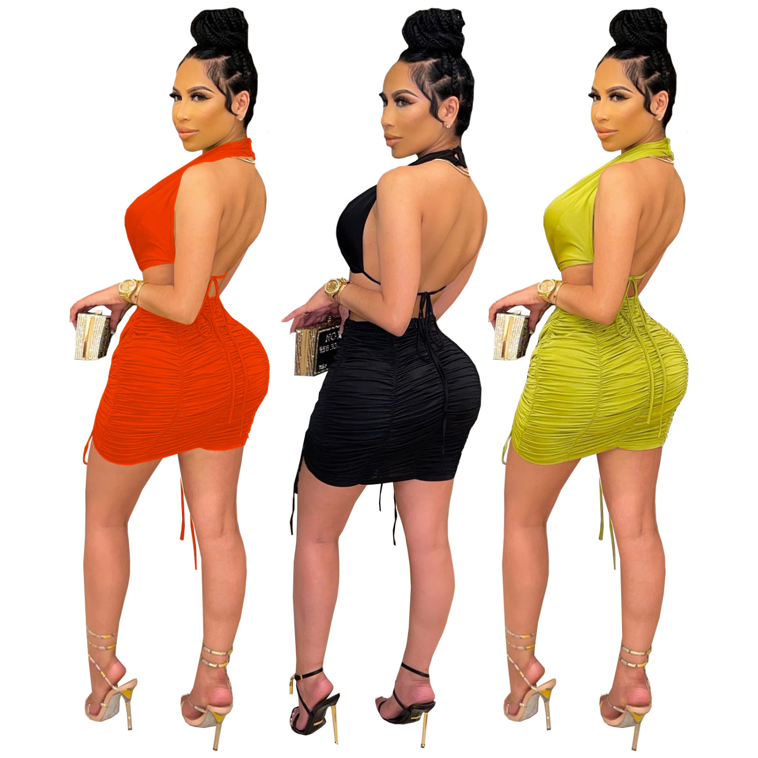 ruched backless