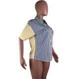 Fashion Multicolor Striped Print Shirt LUO-3150