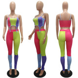 Contrast Color Cami Top And Pants 2 Piece Suits MAE-2108