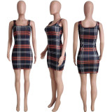 Casual Fashion Plaid Print Mini Dress MXDF-6026