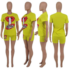 Printed Fashion Sports T-shirts Shorts Two Piece Sets MXDF-6011