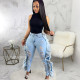 Plus Size Ripped Slim-fit Denim Pencil Pants HSF-2539