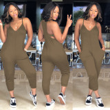 Plus Size Solid Sleeveless Casual Jumpsuit MA-Y099