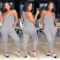 Plus Size Solid Sleeveless Casual Jumpsuit MA-Y099