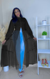 Plus Size Mesh Pachwork Long Sleeve Maxi Dress QYF-5072